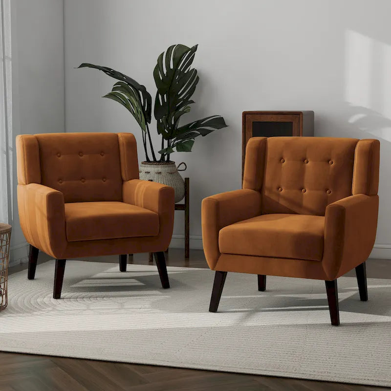 2er-Set Samt-Akzentsessel für Wohnzimmer, Polstersessel