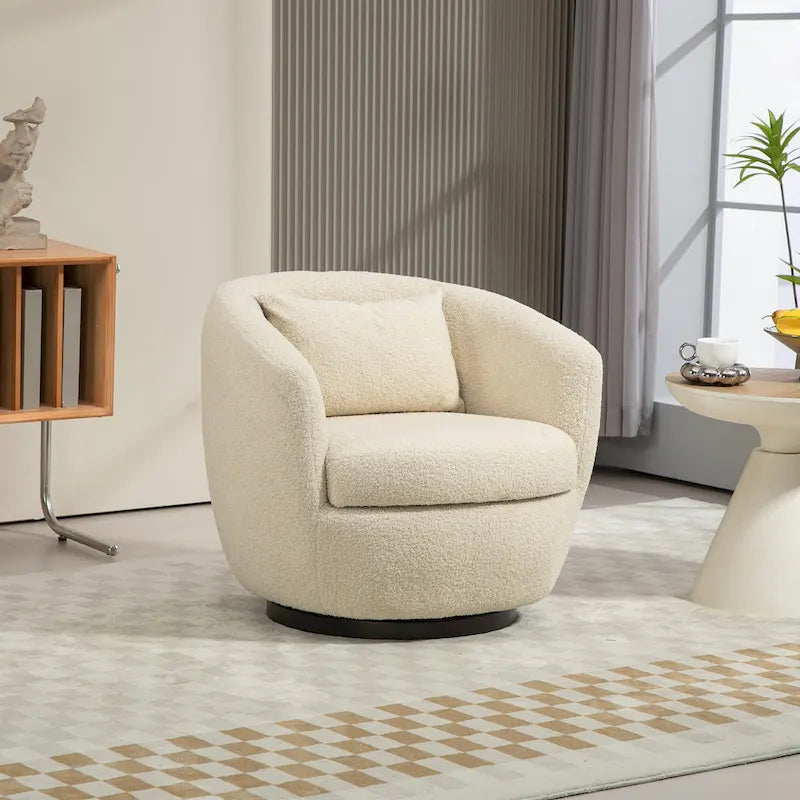 Gepolsterter drehbarer Fauteuil mit Stauraum, moderner Wohnzimmer-Sessel für Schlafzimmer/Büro/Lesebereiche