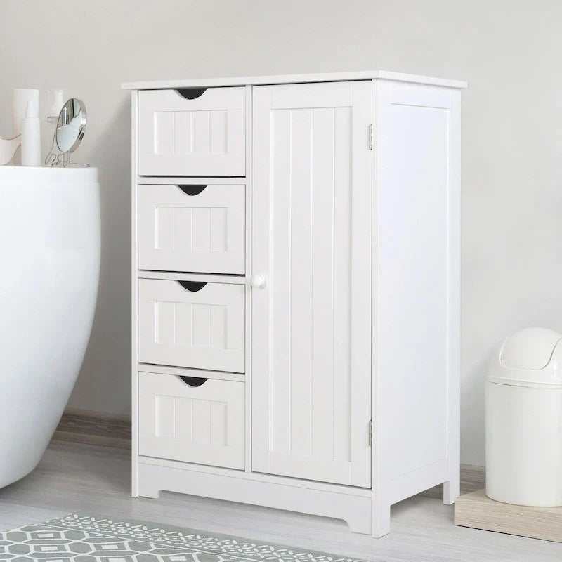 VEIKOUS Badezimmer-Bodenschrank mit 4 Schubladen