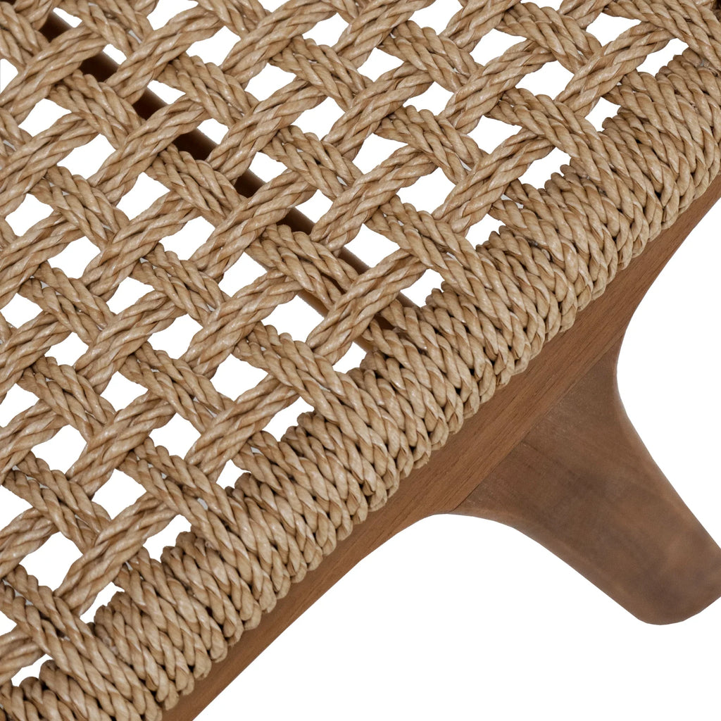 Rustikaler Teakholz-Loungesessel mit Geflecht - Outdoor