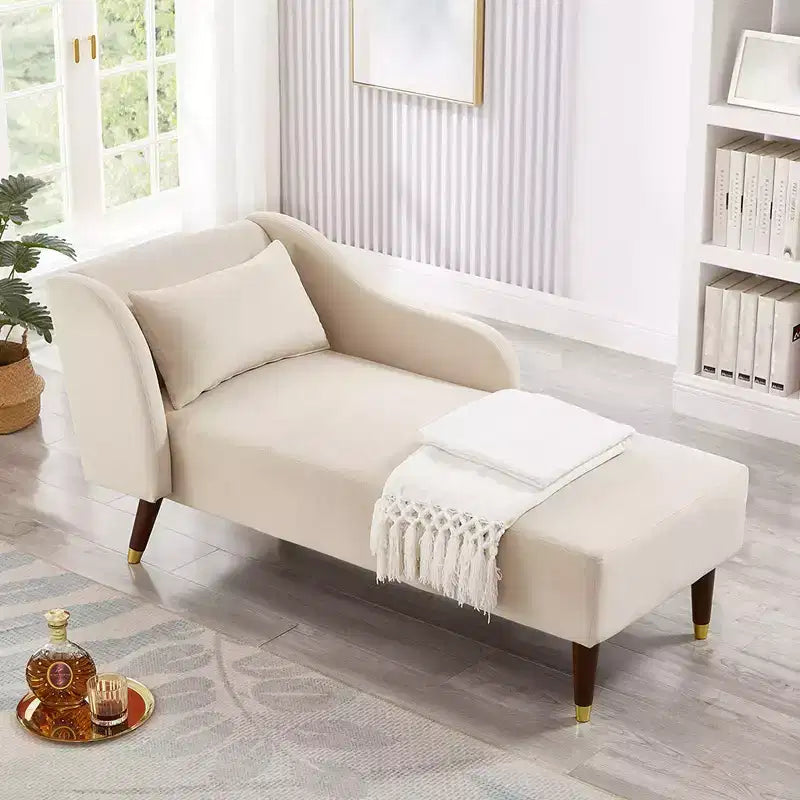 Modernes Samt-Chaiselounge-Sofa, Polsterliege mit geschwungener Armlehne, Schlafcouch für Schlafzimmer, Büro, Wohnzimmer