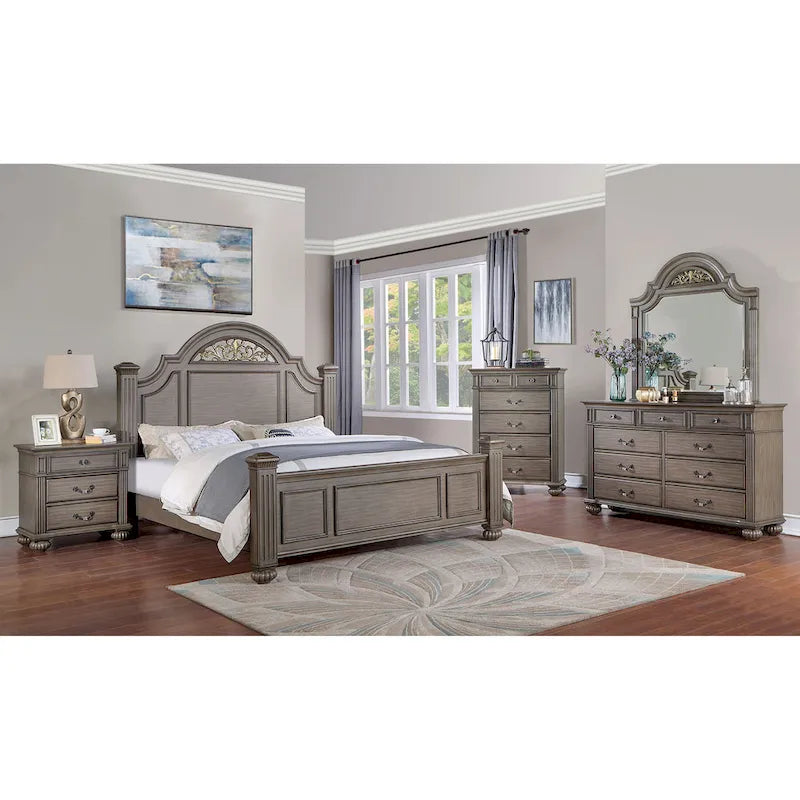 Vame Traditioneller 2-teiliger 9-Schubladen-Wäscheschrank und Spiegel von Furniture of America