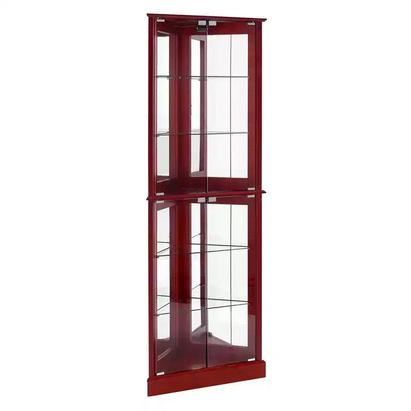 Eck-Vitrinenschrank, Kirsche/Nussbaum, 4-türige Glasvitrine