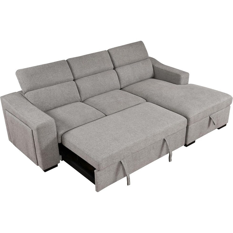 Roomfitters 103 Verwandlungs-Ecksofa mit Stauraum-Recamiere, verstellbaren Kopfstützen, L-förmiges Schlafsofa