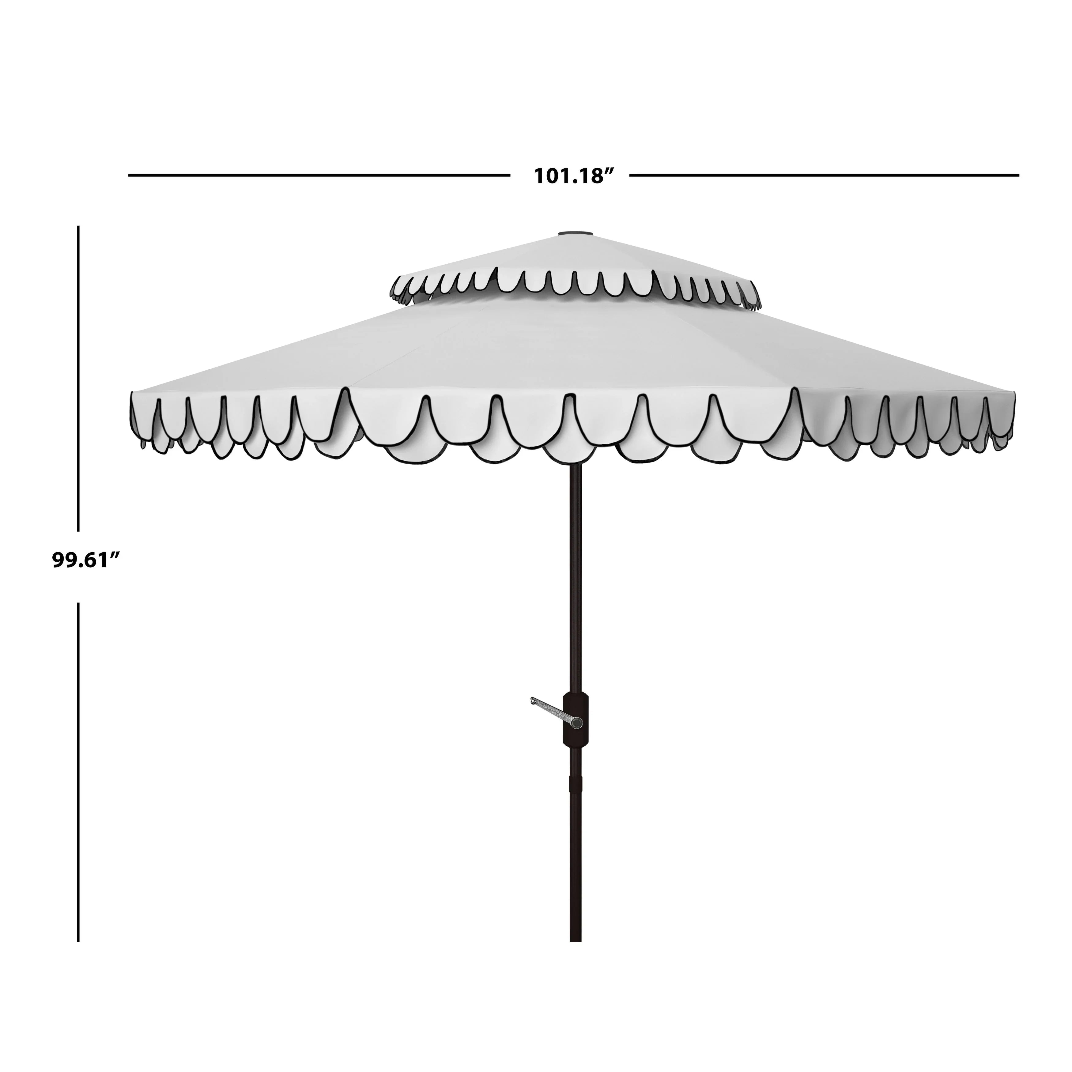SAFAVIEH Outdoor Kjerstin Volant-Sonnenschirm, 2,7 m, Doppelkuppel