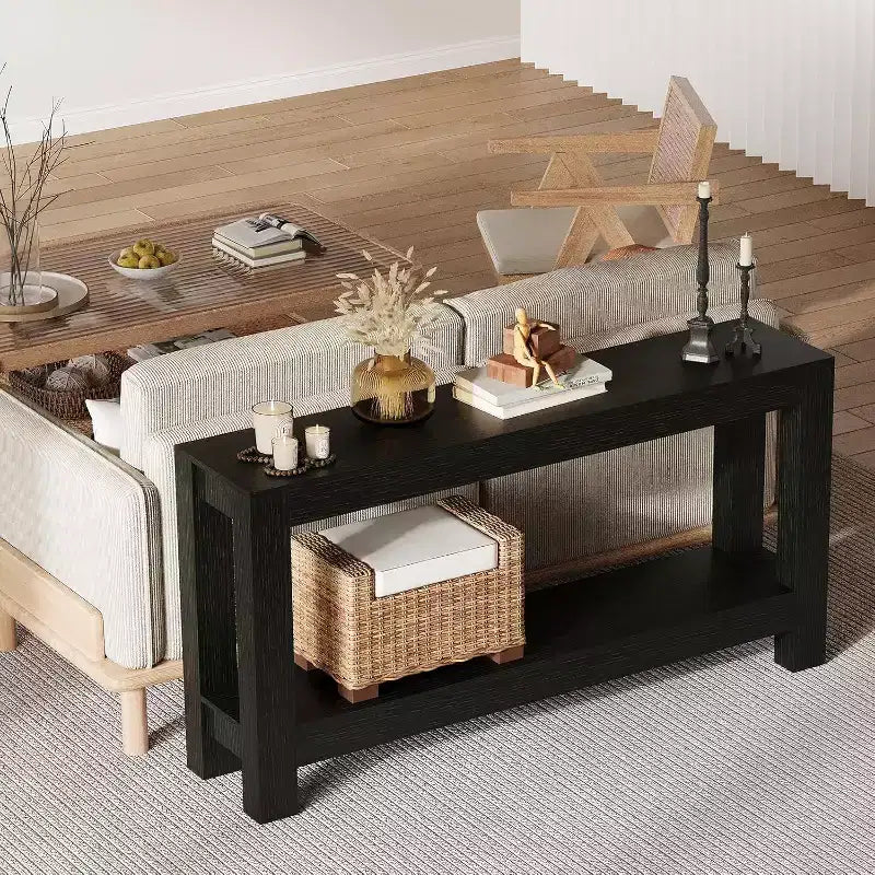 63 Entryway-Konsolentisch mit 2 Schubladen, schmaler Holztisch für Wohnzimmer, Flur oder Diele, Akzent-Ablagetisch