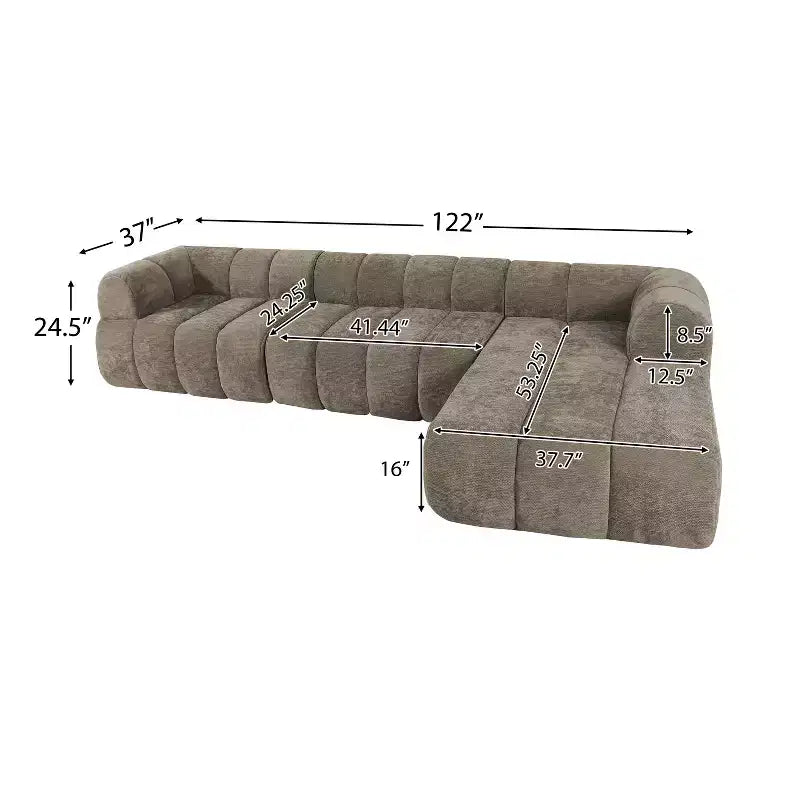 Christopher Knight Home Keri 122 Modernes L-förmiges Polsterecksofa aus hochdichtem Schaumstoff mit niedriger Rückenlehne