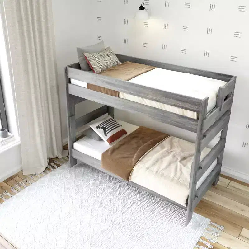 Plank+Beam Massivholz-Bauernhaus-Etagenbett (Einzelbett über Einzelbett) für Erwachsene