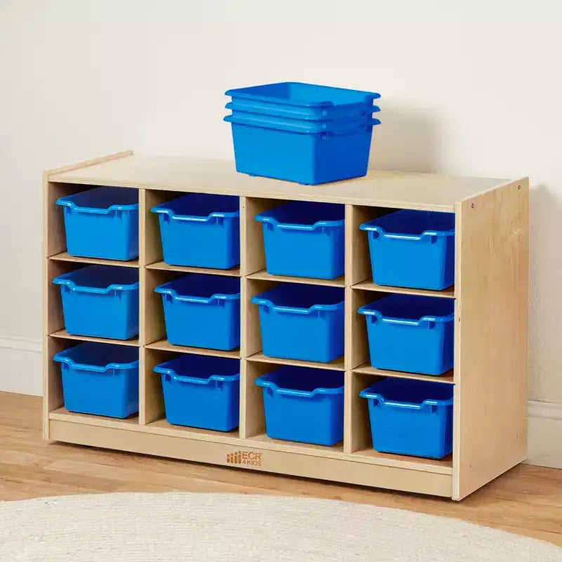 Mobiler Cubby-Schrank mit 15 offenen Behältern, 3x4, Kindermöbel