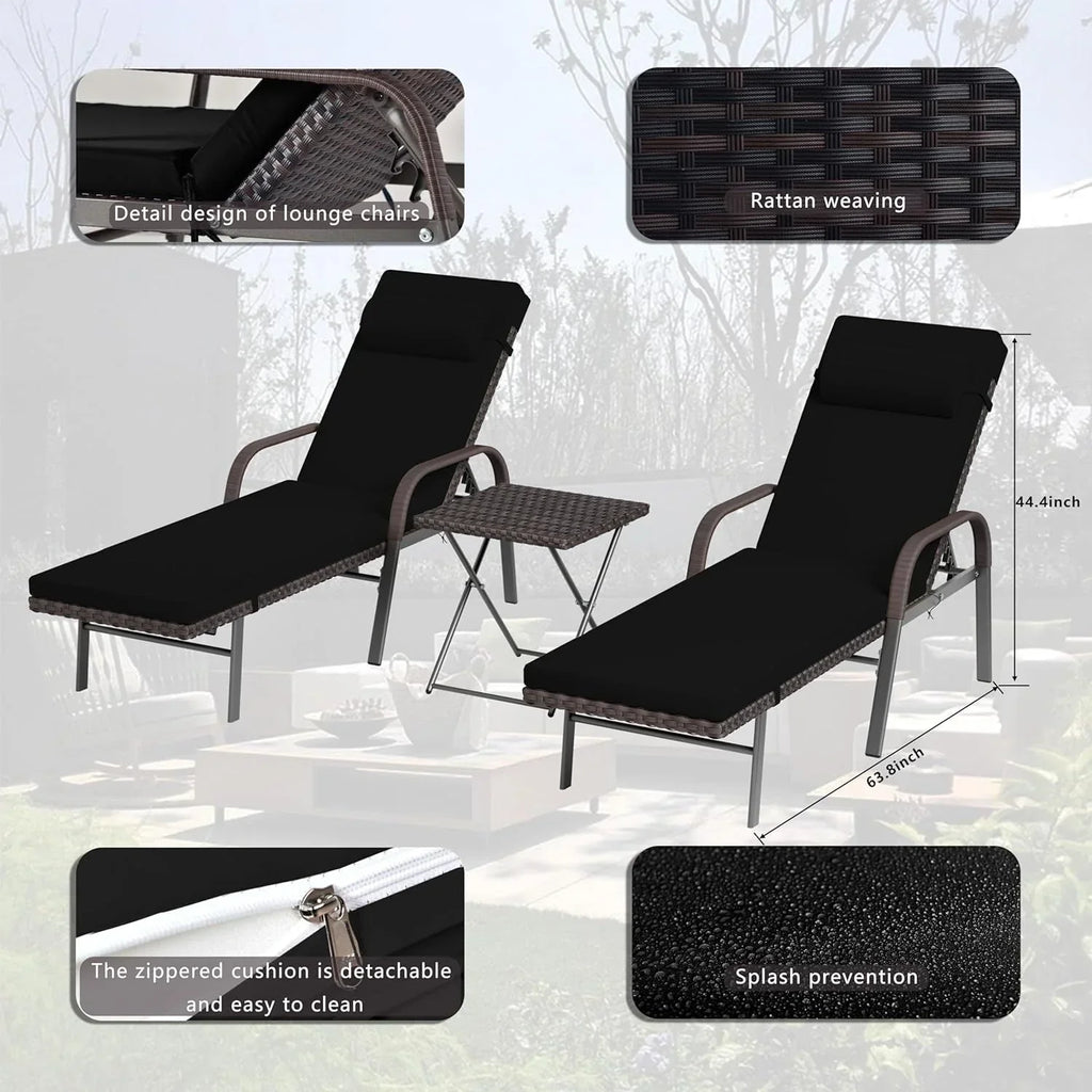 Kullavik 3-teiliges Outdoor-Liegen-Set