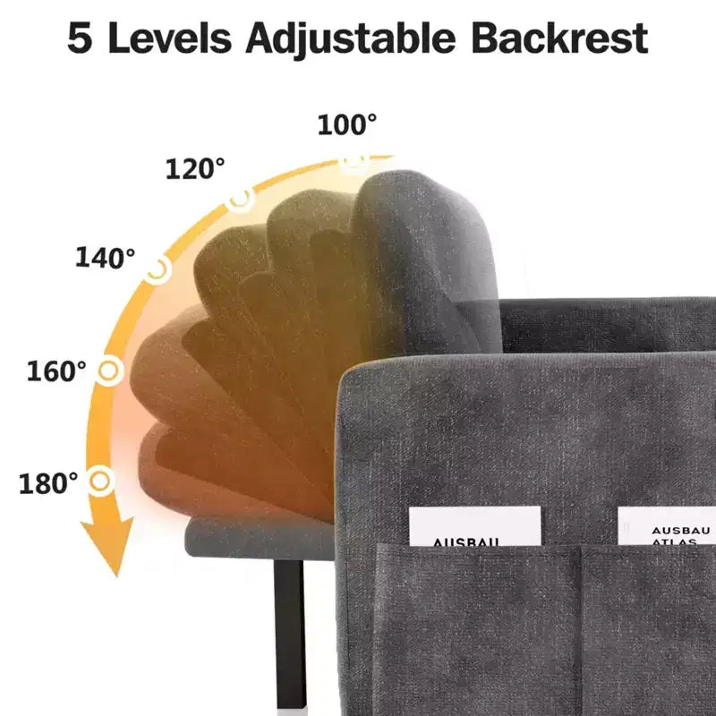 2-in-1 Schlafsofa zum Ausziehen mit Stauraum-Recamiere, Chenille-Ecksofa mit USB-Anschlüssen für das Wohnzimmer