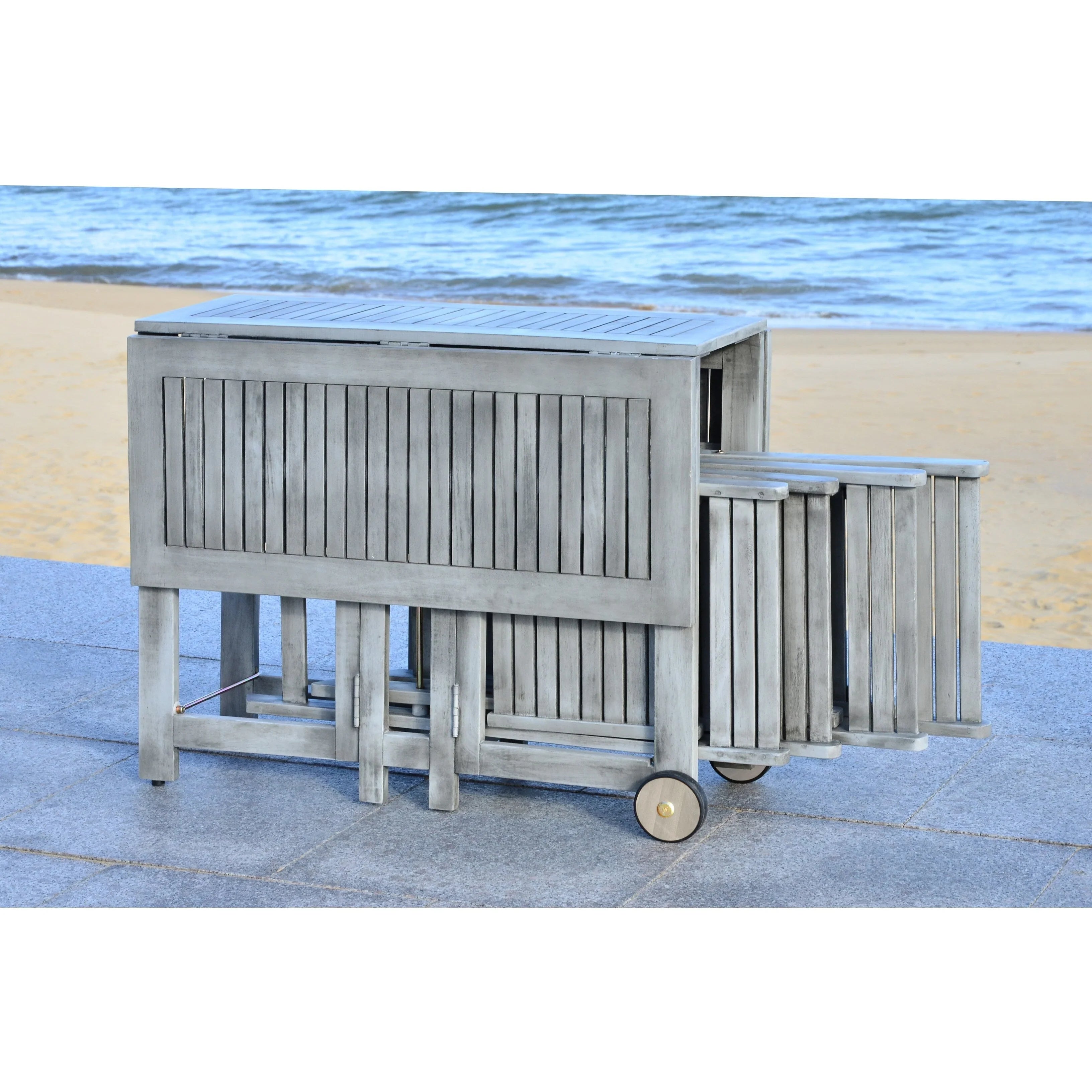 SAFAVIEH Outdoor Brandy 5-teiliges Outdoor-Esstisch-Set – 43Bx35Tx29H
