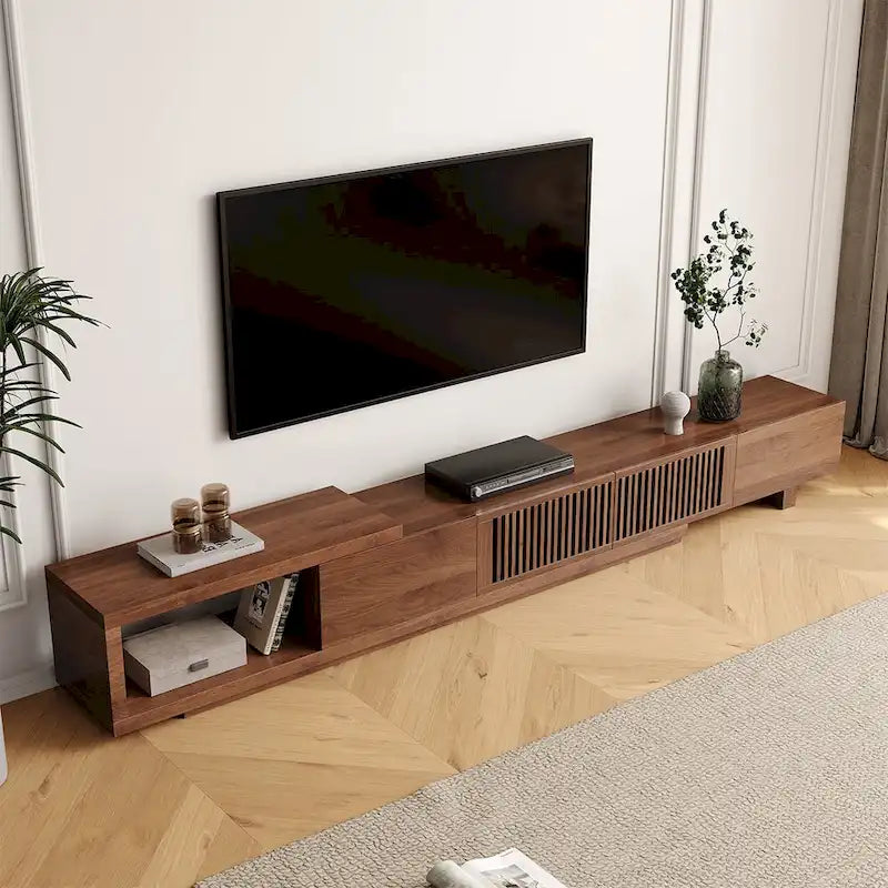 Moderner ausziehbarer & erweiterbarer TV-Ständer mit 4 Schubladen, bis zu 261,6 cm - 78,54T x 15,74B x 13,78H