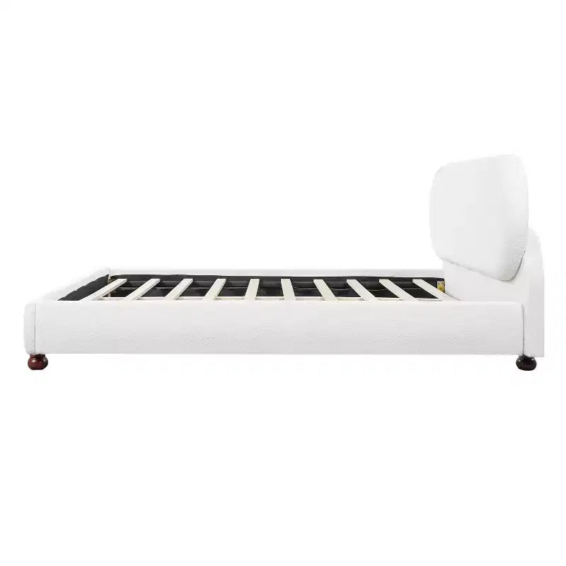 Christopher Knight Home Matteo Modernes Bett aus Gummibaumholz mit Bouclé-Bezug