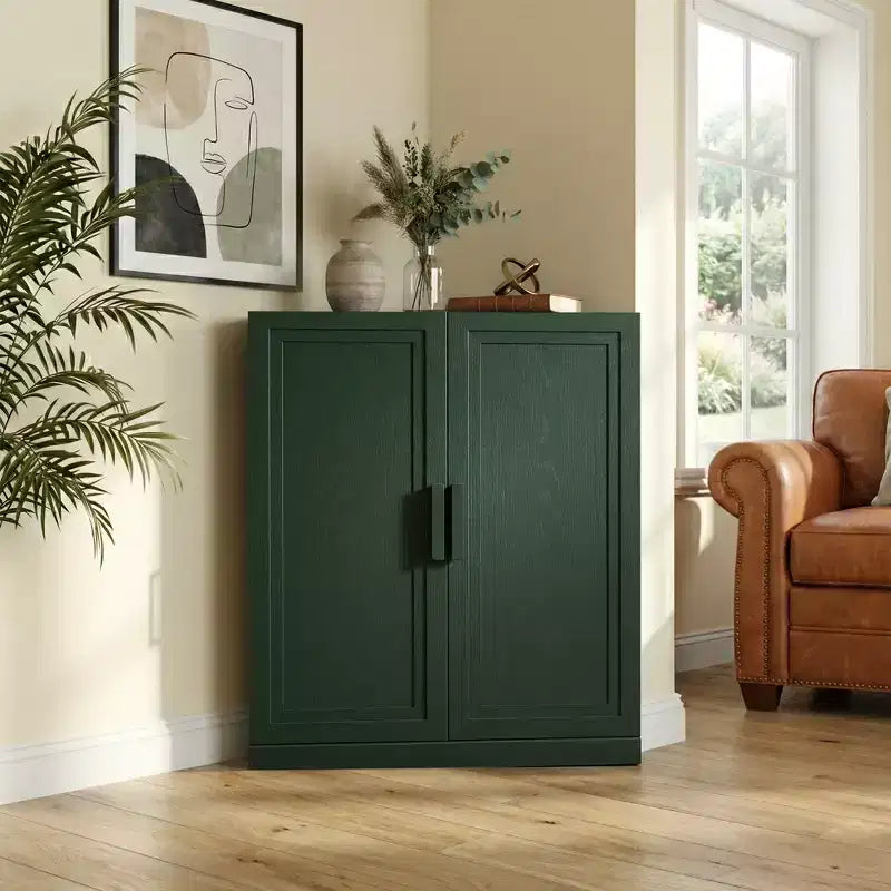 Dovelina Eckschrank mit verstellbaren Einlegeböden, Anrichte, Buffet, Weinschrank, Küchen- und Esszimmerschrank mit Holztüren – 31H x 31W, 36H x 31W