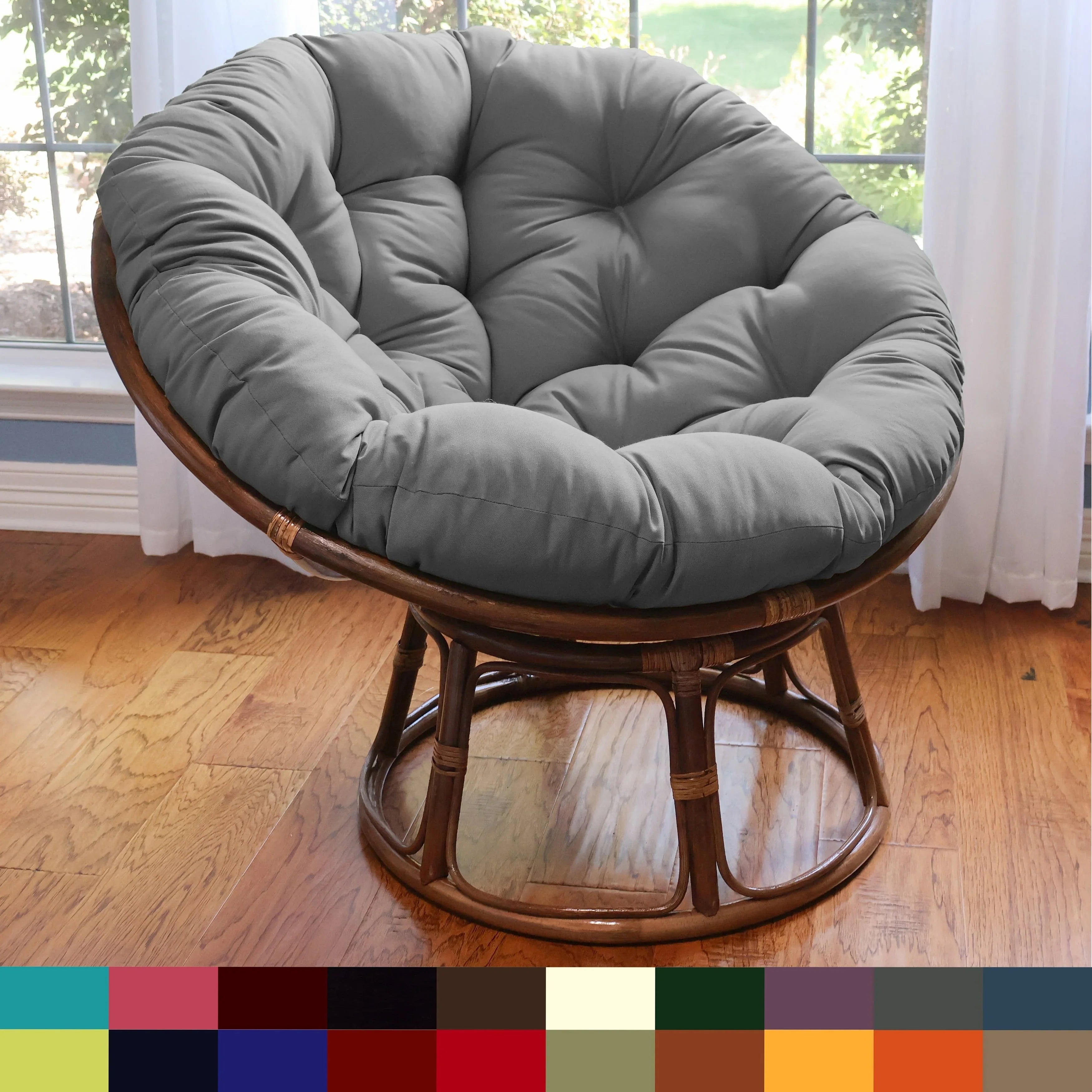 Bali 42-Zoll Rattan Papasan-Sessel mit Twill-Kissen