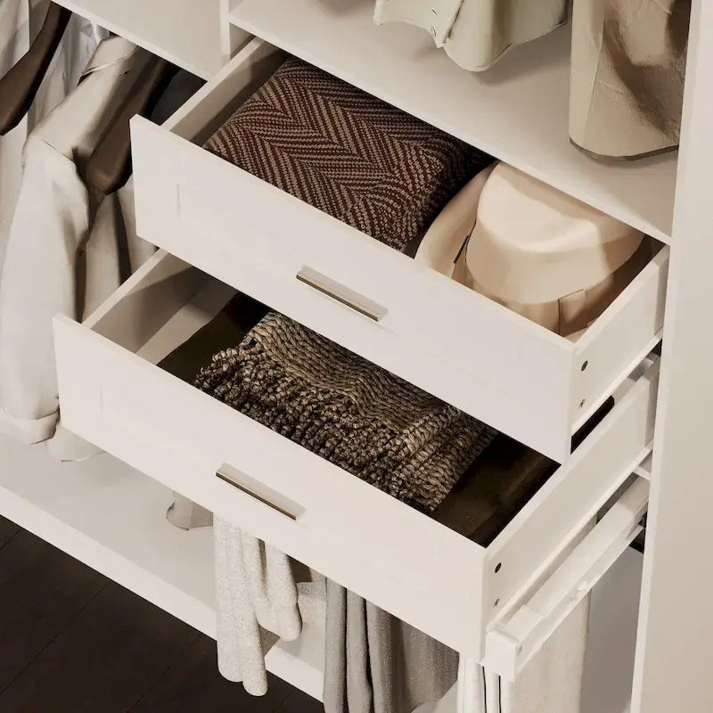 Eckkleiderschrank mit 2 Kleiderstangen, Hosenhalter und Schuhaufbewahrung