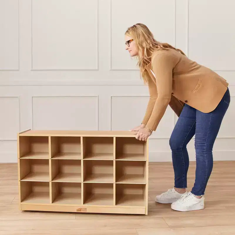 Mobiler Cubby-Schrank mit 15 offenen Behältern, 3x4, Kindermöbel