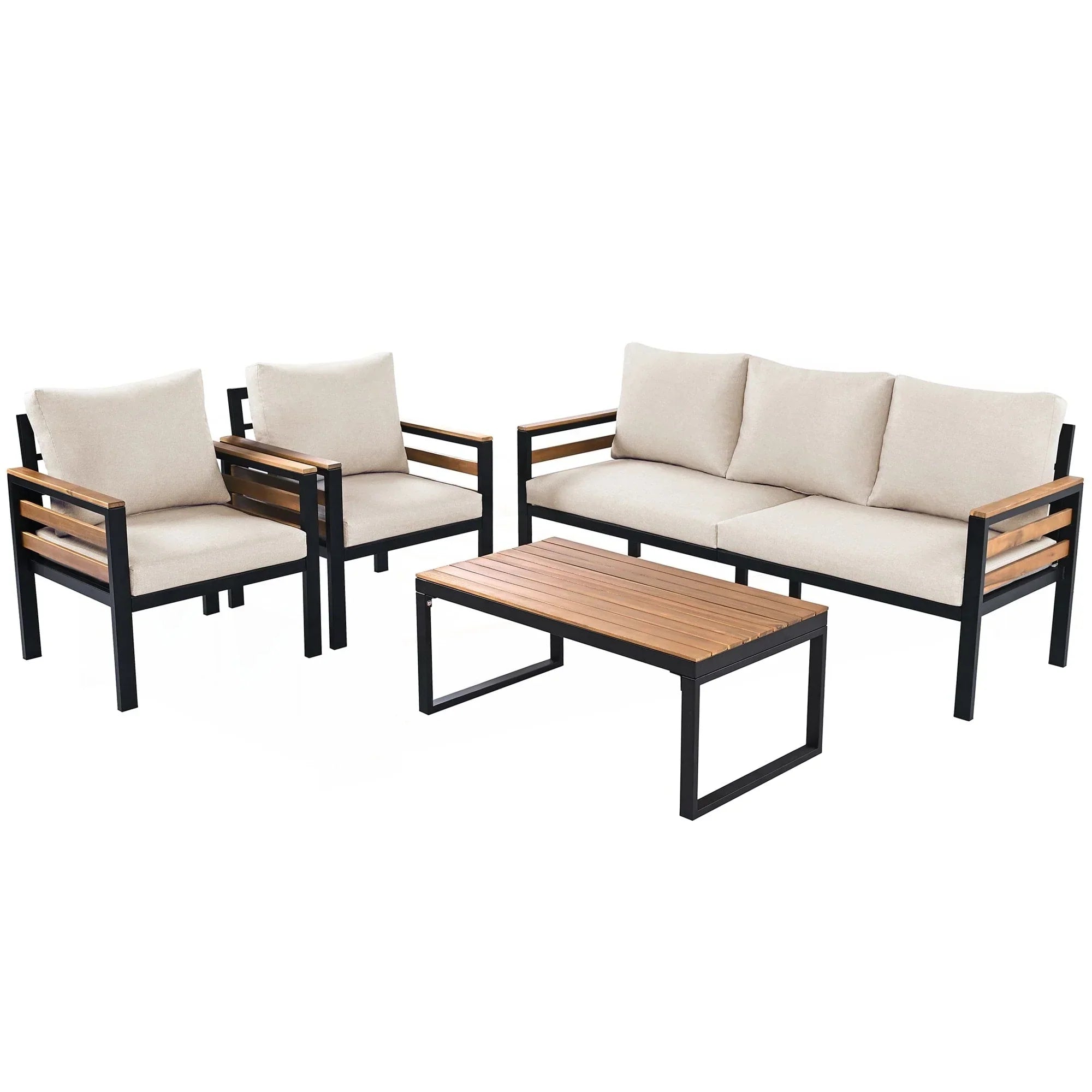 4-teiliges Outdoor-Gartenmöbel-Set mit Sofa