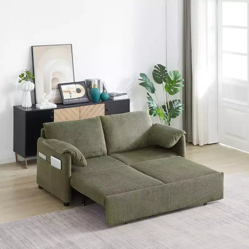 64.5 3-in-1 Schlafsofa aus Kord mit Ausziehbett