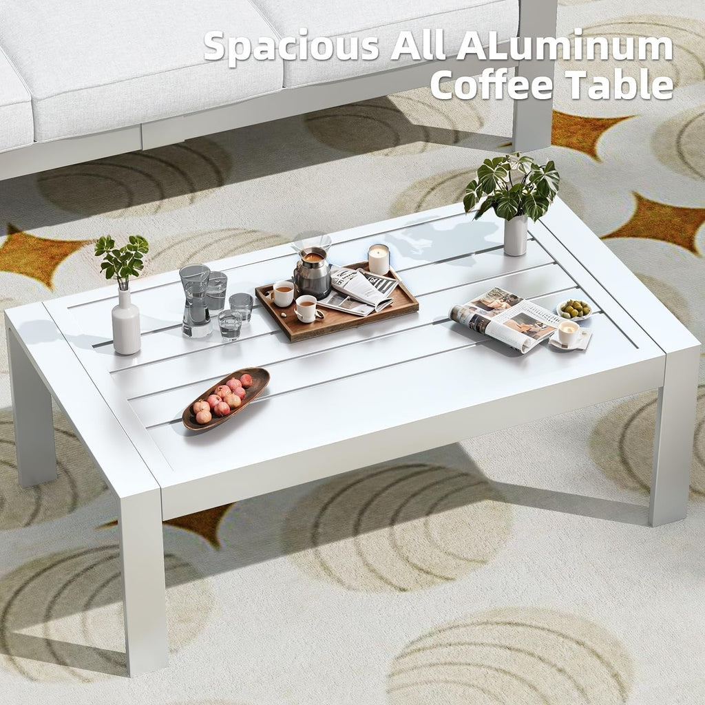 AECOJOY 7-teiliges Aluminium-Terrassenmöbel-Set Outdoor-Gesprächsgarnitur