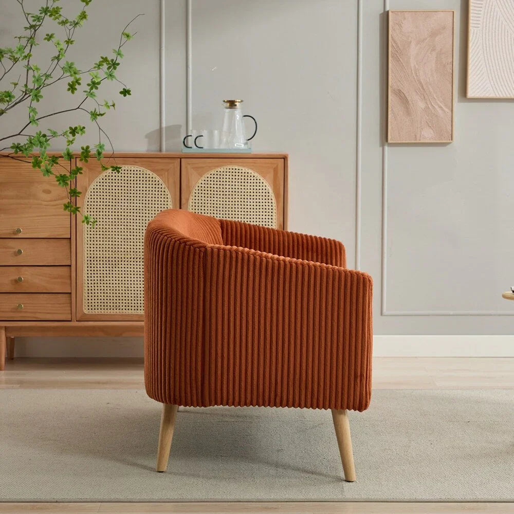 Zweisitzer-Sofa, bezogen mit Cordstoff, mit Walnussholzbeinen