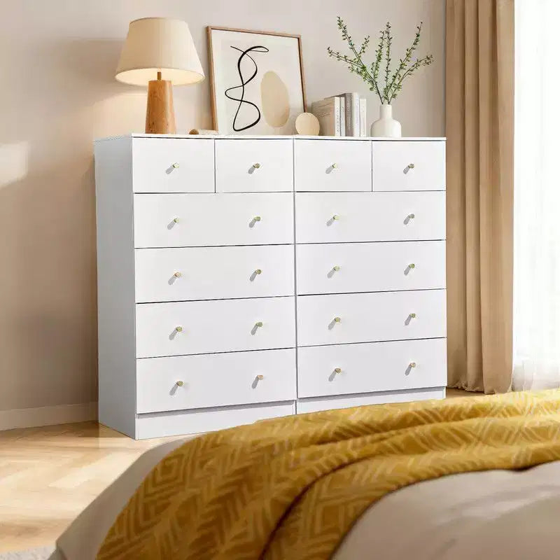 Karl Home 6-Schubladen-Kommode groß für Schlafzimmer und Wäscheschrank mit stabiler Konstruktion Holz-Organizer für den Kleiderschrank in Weiß
