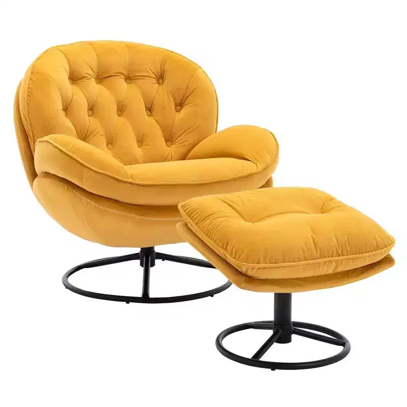 Okak Samt-Akzentsessel mit Ottoman, moderner Armloser Sessel im Mid-Century Stil für das Wohnzimmer, weicher bequemer Sessel zum Fernsehen, Gaming