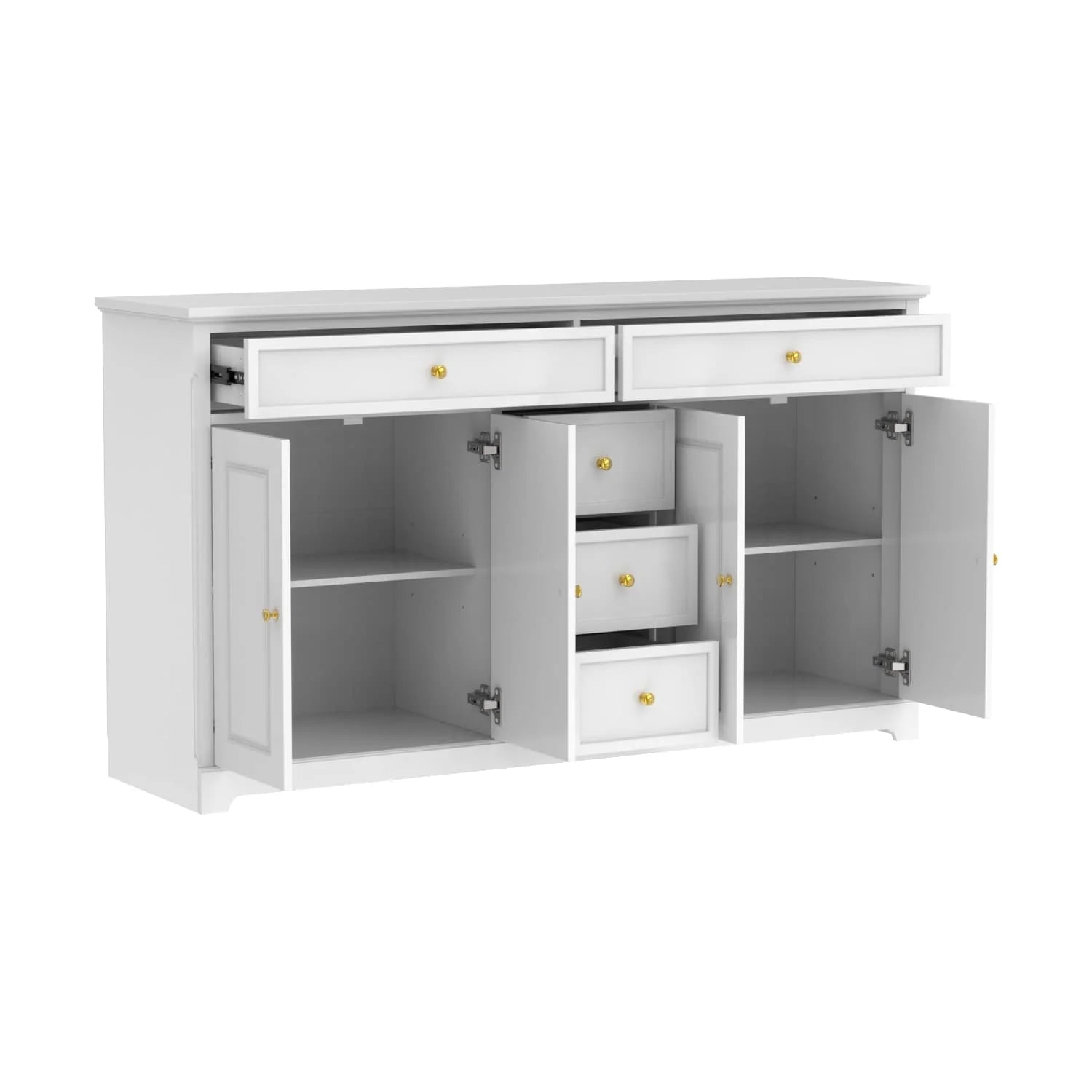 59,1'' Sideboard Buffet Weiß Mid-Century Modern Zeitgenössisch Lackiert