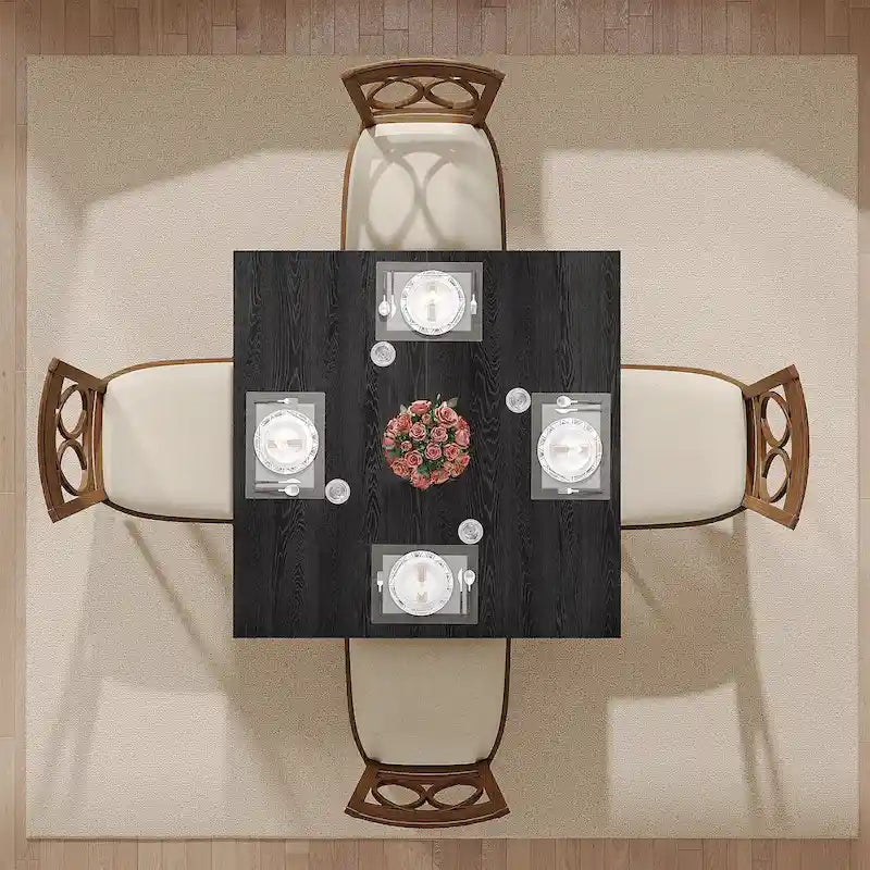 39,4 Zoll quadratischer Esstisch für 2-4 Personen mit Massivholzbeinen für Wohnzimmer Esszimmer
