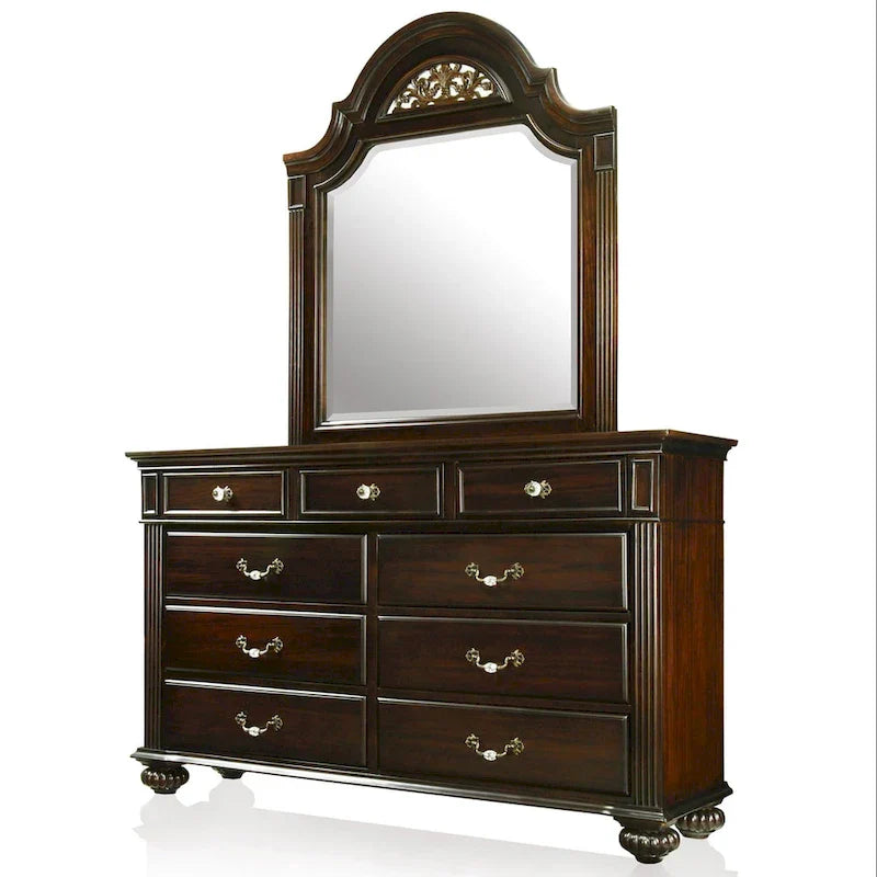 Vame Traditioneller 2-teiliger 9-Schubladen-Wäscheschrank und Spiegel von Furniture of America