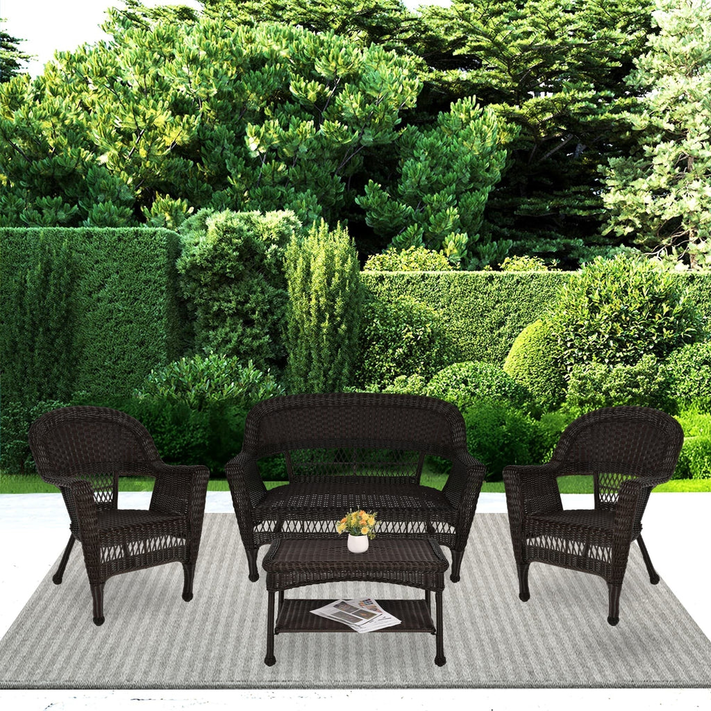 4-teiliges Loungeset aus Polyrattan für den Außenbereich
