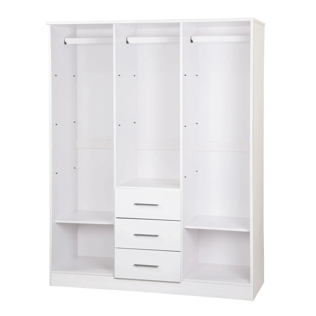 Palace Imports 100% Massivholz Cosmo Kleiderschrank mit 3 Türen mit Massivholz- oder Spiegeltüren