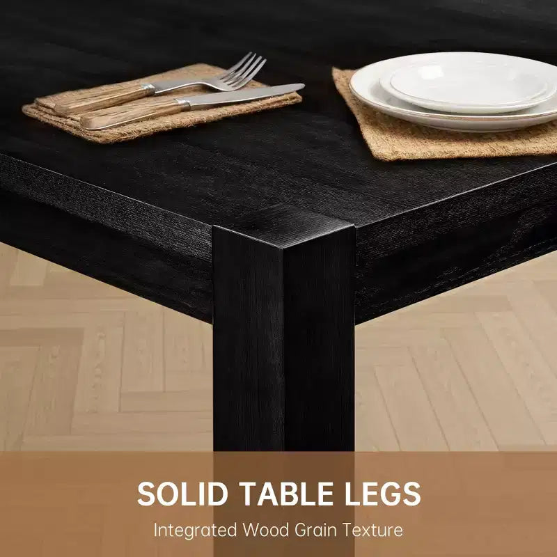 Modernes Esszimmer-Set – 80 Tisch + 6 gepolsterte Stühle, Massivholzrahmen, 180 kg Tischbelastbarkeit, einfache Montage