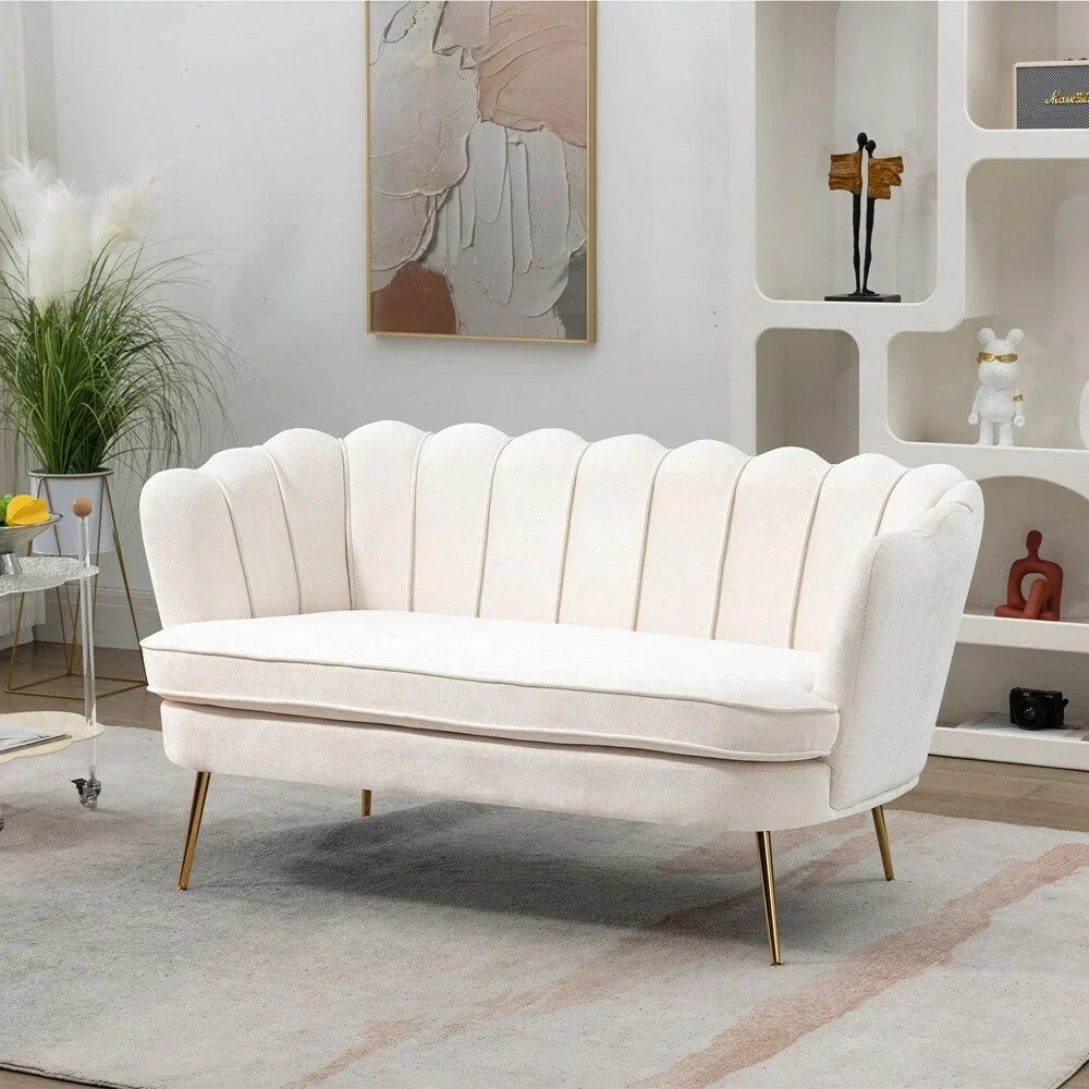 Kleines Mini-Zimmer-Sofa Zweisitzer mit Goldmetallfüßen - 2 Sitzer