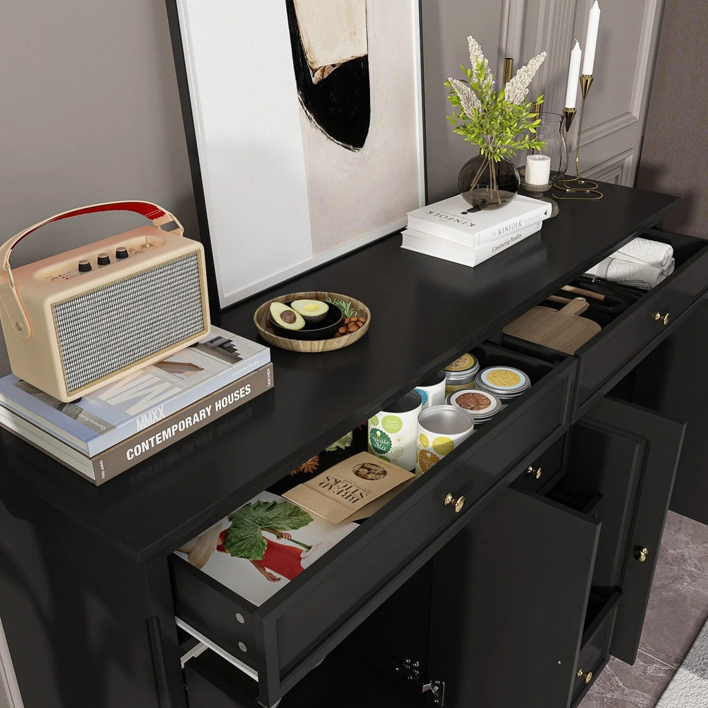 59,1'' Sideboard Buffet Weiß Mid-Century Modern Zeitgenössisch Lackiert