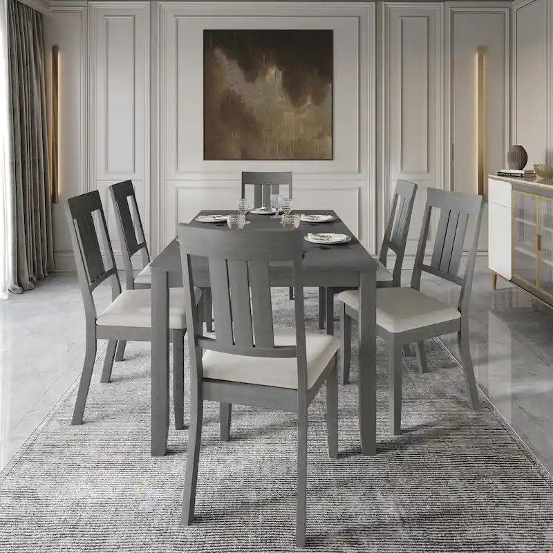 CraftPorch Classic 7-teiliges Esszimmerset aus Holz