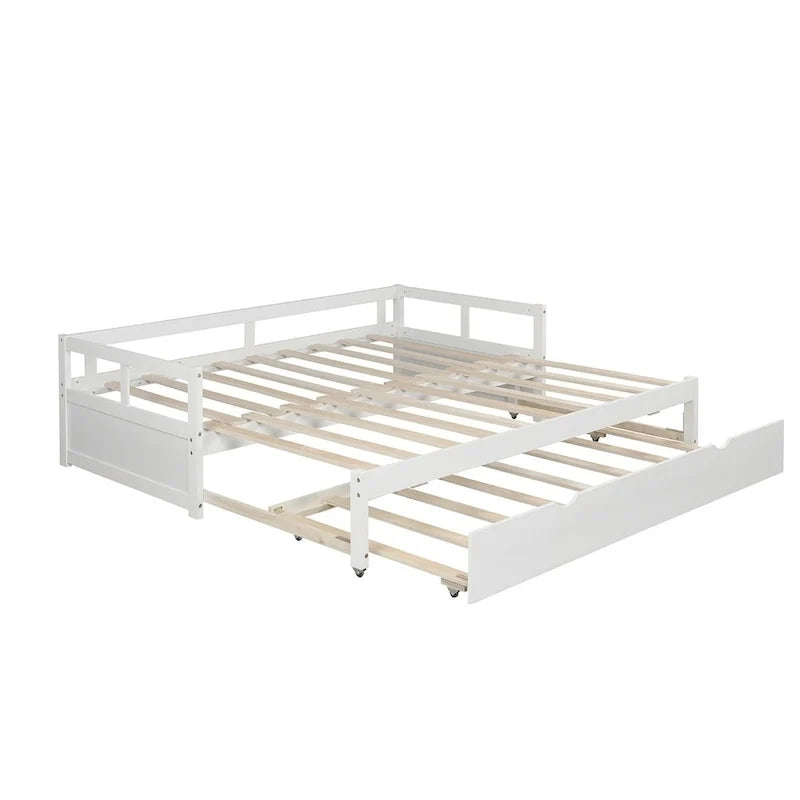 Ausziehbares Tagesbett mit Ausziehfunktion, Holztagesbett mit Ausziehfunktion