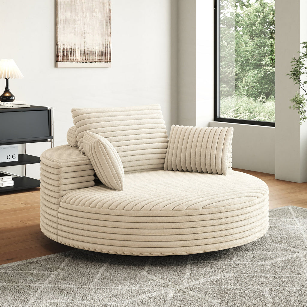 Einzelsessel aus Kord-Chenille-Schaumstoff, drehbar