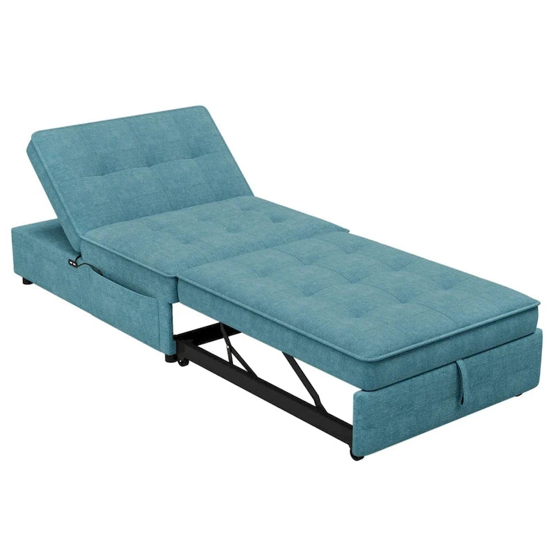72.5 Leinen 4-in-1 3-Sitzer Schlafsofa mit 5-fach verstellbarer Rückenlehne und Aufbewahrungstasche