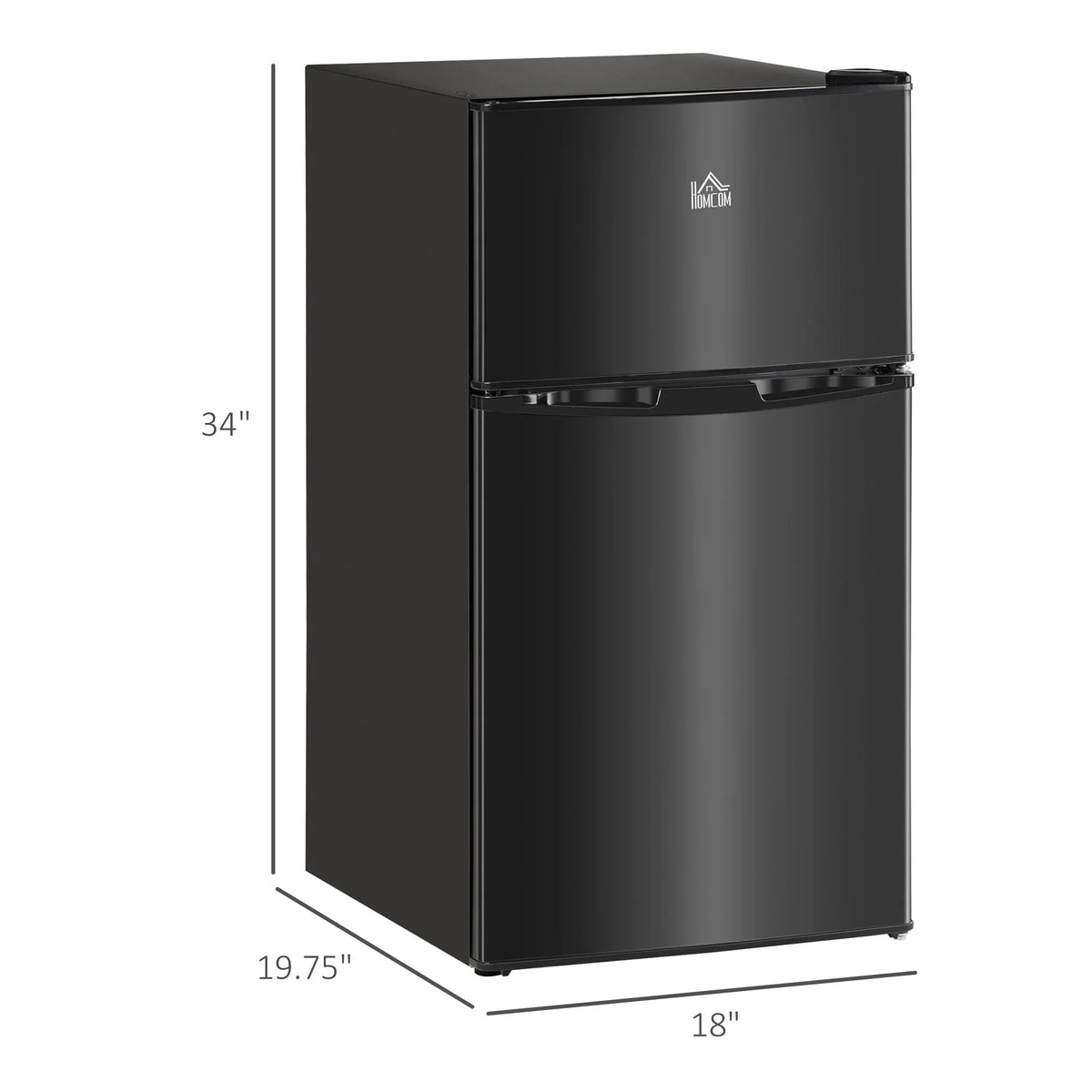 HOMCOM Doppel-Mini-Kühlschrank mit Gefrierfach, 90 L Kompaktkühlschrank mit verstellbarem Regal, einstellbares Thermostat