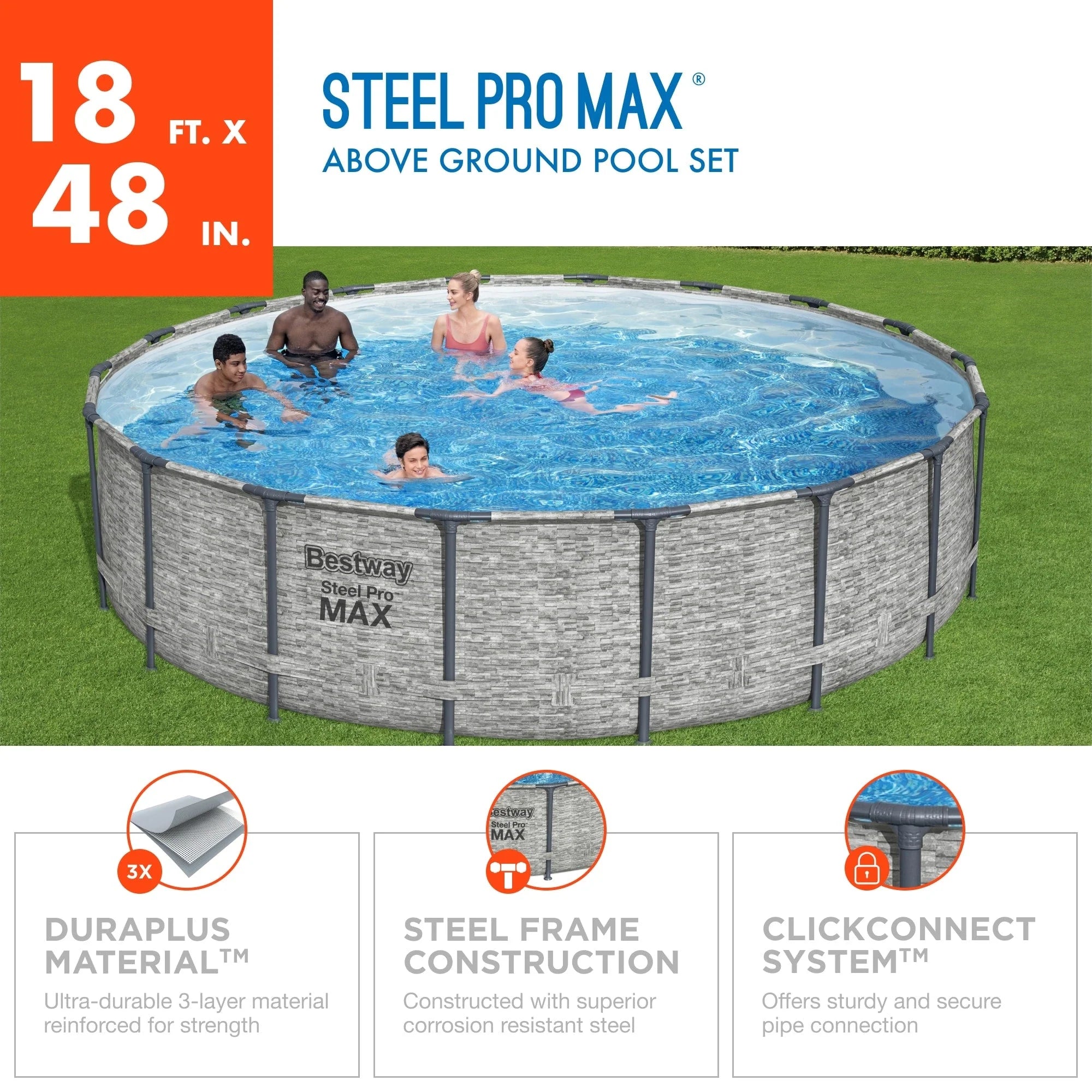 Bestway Steel Pro MAX Rundschwimmbecken Aufstellpool mit Pumpe & Abdeckung