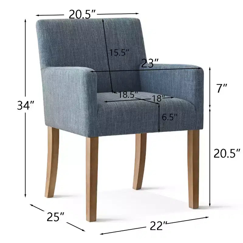 Set aus 6 gepolsterten Esszimmerstühlen mit Armlehnen, moderne Leinen-Sessel mit Holzbeinen, Akzentstühle für Esszimmer, Wohnzimmer - Panipeachy