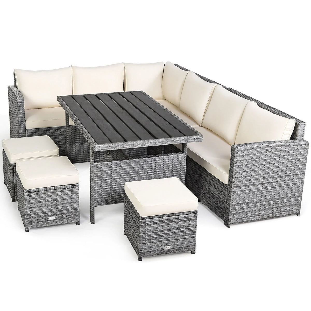 Costway 7-teiliges Terrassen-Essgruppe Rattan-Sofa Couch Ottomane – Details ansehen