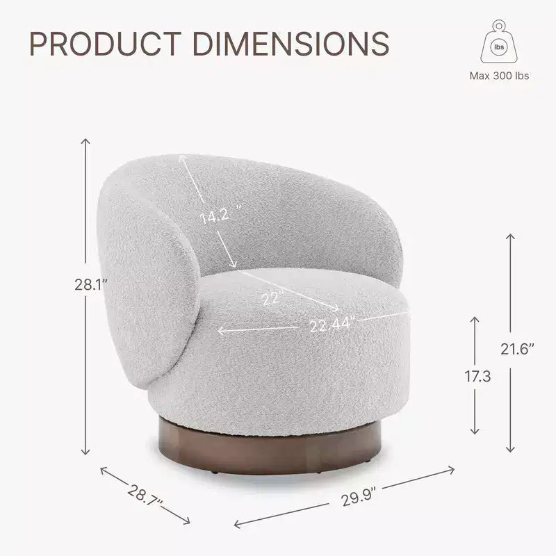 Spruce&Spring Gepolsterter Drehbarer Akzent-Sessel mit Holzfuß