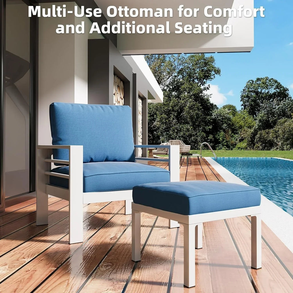 AECOJOY 7-teiliges Aluminium-Terrassenmöbel-Set Outdoor-Gesprächsgarnitur