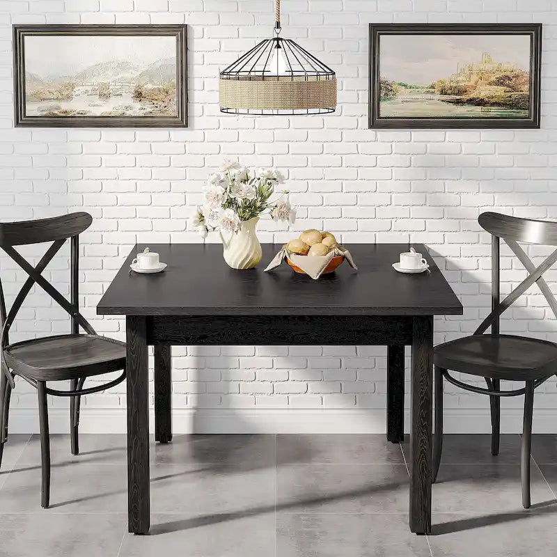39,4 Zoll quadratischer Esstisch für 2-4 Personen mit Massivholzbeinen für Wohnzimmer Esszimmer