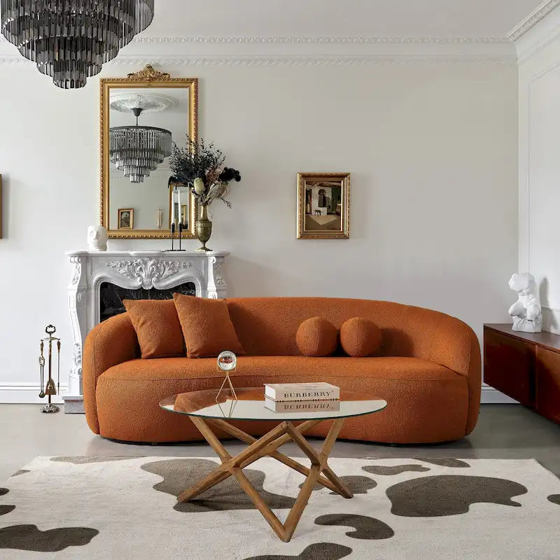 Blaine Japandi-Stil Luxuriöses modernes geschwungenes Sofa aus Bouclé-Stoff