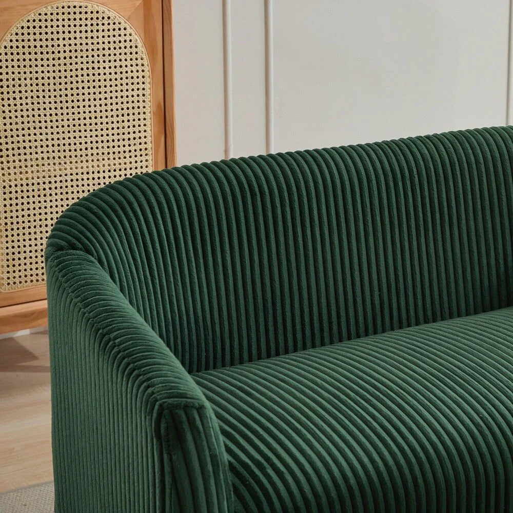 Zweisitzer-Sofa, bezogen mit Cordstoff, mit Walnussholzbeinen