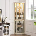 Eck-Vitrine mit Glastüren und Regalen, Eck-Schaukasten für das Wohnzimmer